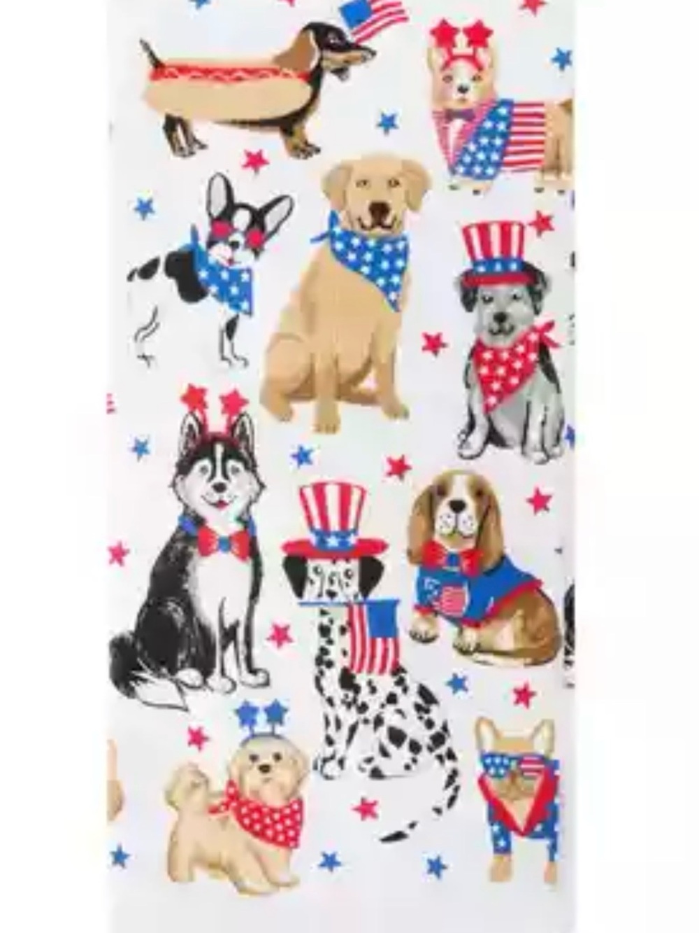 Patriotic 4th of July Dogs kitchen towel  - Red, White & Blue